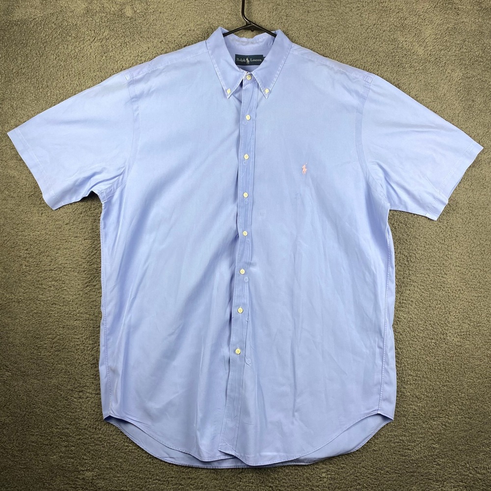 Ralph‎ Lauren XXL Tall Mens Blue Short Sleeve Button Down Shirt